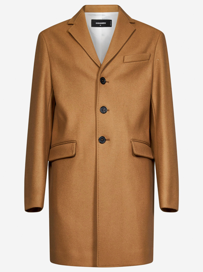 Shop Dsquared2 Soft Shoulder Coat In Beige