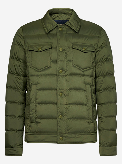 Shop Herno Denim Down Jacket In Green