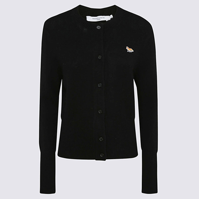 Shop Maison Kitsuné Black Wool Cardigan