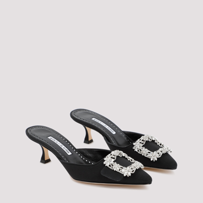 Shop Manolo Blahnik Maysale Jewel Mules 050 Shoes In Black