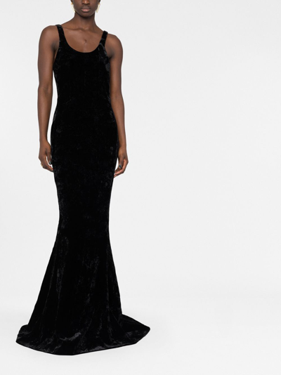 Shop Saint Laurent Velvet Mermaid Long Dress In Black