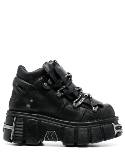 Shop Vetements New Rock Platform Sneakers In Black