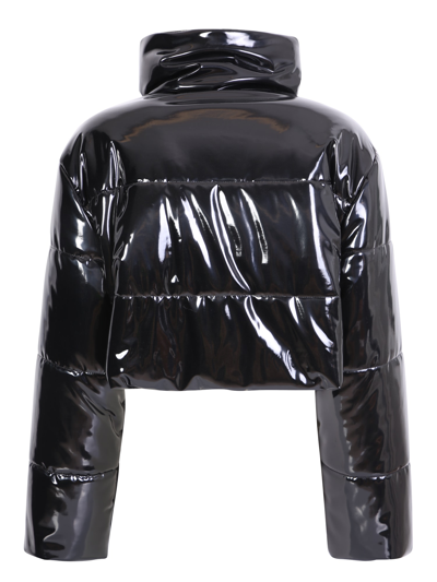 Shop Msgm High Shine Padded Jacket In Black