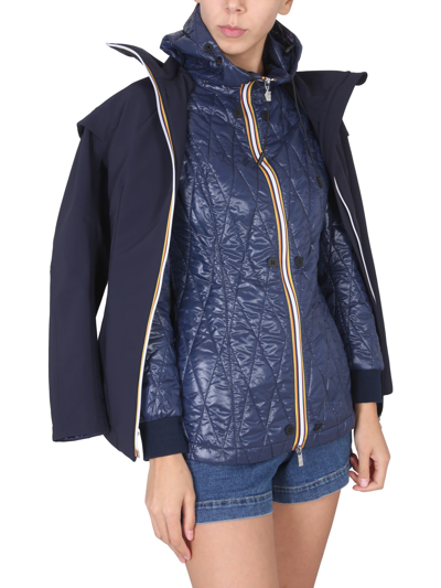 Shop K-way Zippered Windbreaker In Blu