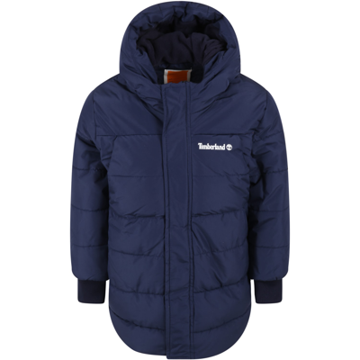 Shop Timberland Blue Jacket For Boy With Logo