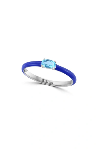 Shop Effy 14k White Gold Blue Topaz Enamel Ring
