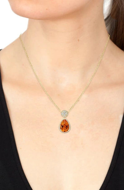 Shop Effy 14k Gold Citrine Diamond Pendant Necklace In Orange
