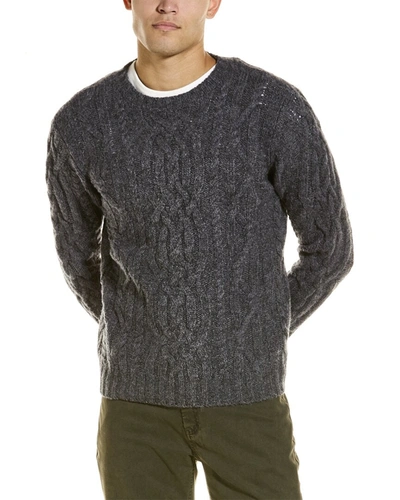 Shop Loft 604 Links Pattern Cashmere Crewneck Sweater In Grey