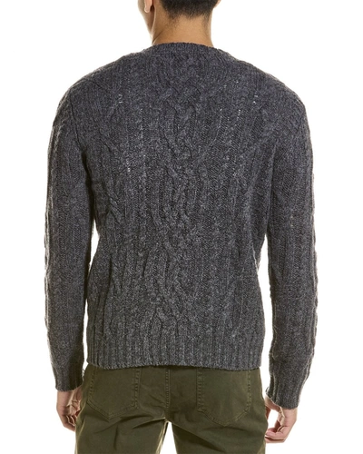 Shop Loft 604 Links Pattern Cashmere Crewneck Sweater In Grey