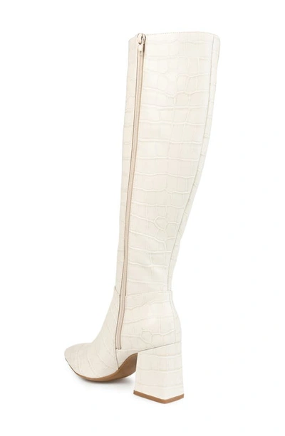 Journee Collection Landree Vegan Leather Block Heel Boot In Bone
