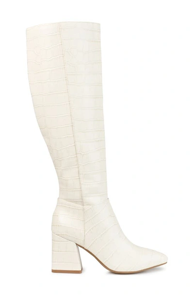 Journee Collection Landree Vegan Leather Block Heel Boot In Bone