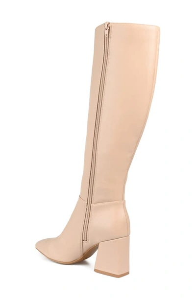 Journee Collection Landree Vegan Leather Block Heel Boot In Nude