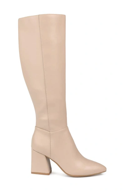 Journee Collection Landree Vegan Leather Block Heel Boot In Nude