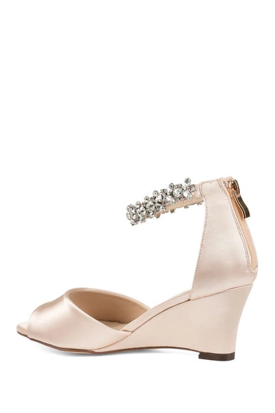 Shop Journee Collection Journee Connor Embellished Strap Wedge Sandal In Cream