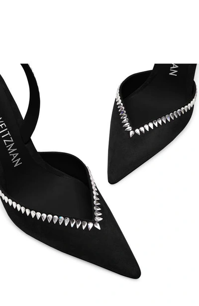 Shop Stuart Weitzman Gemcut Curve Pointed Toe Slingback Pump In Black