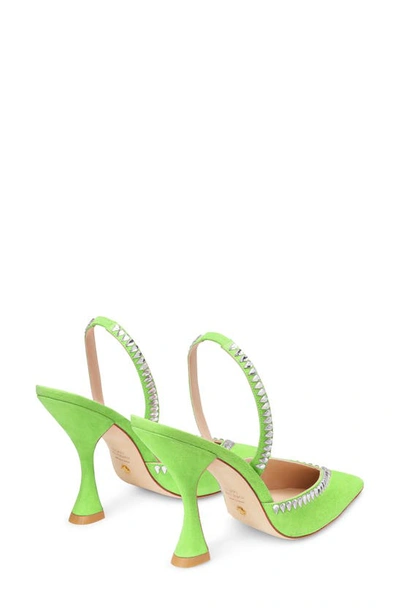Stuart Weitzman Gemcut Curve Pointed Toe Slingback Pump In Neon Chartreuse