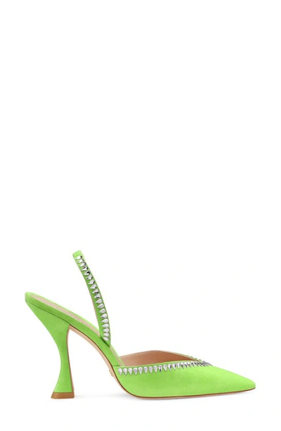Stuart Weitzman Gemcut Curve Pointed Toe Slingback Pump In Neon Chartreuse