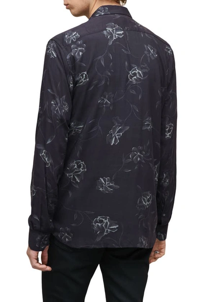 Shop John Varvatos Rodney Floral Button-up Shirt In Steel Grey