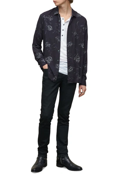 Shop John Varvatos Rodney Floral Button-up Shirt In Steel Grey