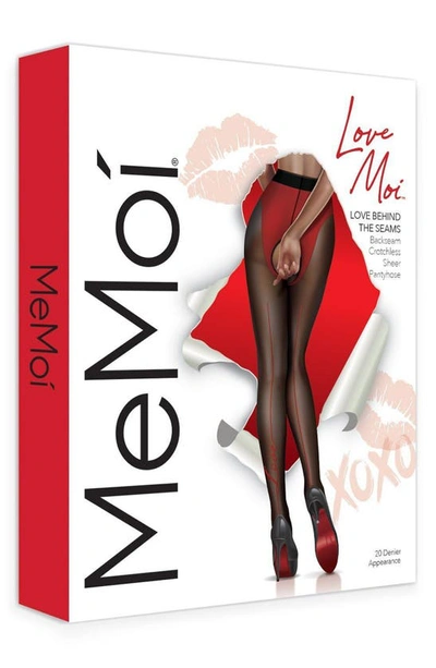 Memoi Love Behind The Seams Backseam Crotchless Tights In Black-red