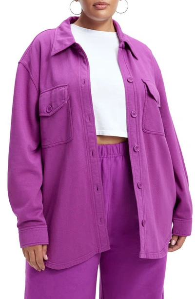 Shop Good American Fleece Shirt Jacket In Pop Thistle005