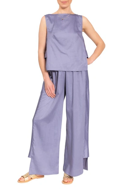 Shop Everyday Ritual Piper Wide Leg Sleeveless Cotton Pajamas In Violet