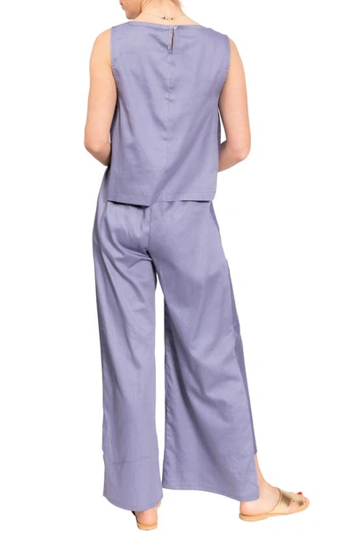 Shop Everyday Ritual Piper Wide Leg Sleeveless Cotton Pajamas In Violet