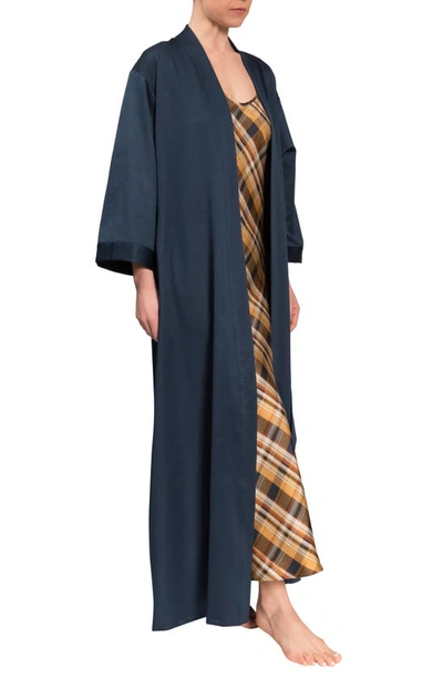 Shop Everyday Ritual Colette Cotton Robe In Inky Blue