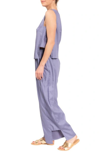 Shop Everyday Ritual Piper Wide Leg Sleeveless Cotton Pajamas In Violet