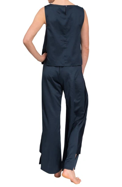 Everyday Ritual Piper Wide Leg Sleeveless Cotton Pajamas In Inky Blue