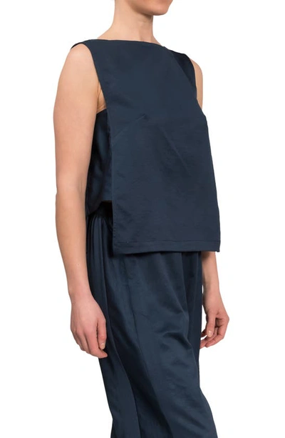 Everyday Ritual Piper Wide Leg Sleeveless Cotton Pajamas In Inky Blue