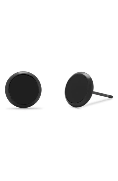 Brook & York Black Round Stud Earrings In Black