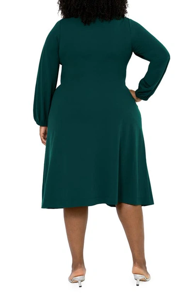 Shop Leota Francesca Long Sleeve Midi Dress In Evergreen