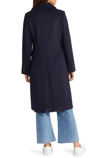 Shop Sam Edelman Double Breasted Wool Blend Coat In Navy