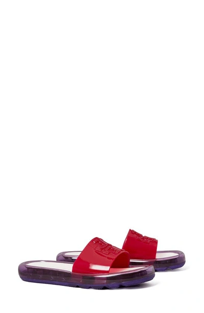 Shop Tory Burch Bubble Jelly Slide Sandal In Tory Red / Purple / Cream