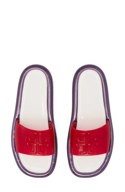 Shop Tory Burch Bubble Jelly Slide Sandal In Tory Red / Purple / Cream