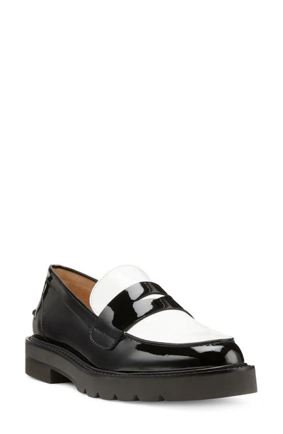 Shop Stuart Weitzman Parker Lift Loafer In Black/ White