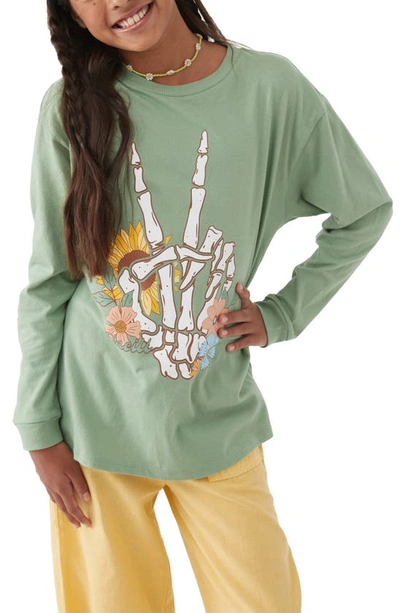 Shop O'neill Kids' Stay Groovy Skeleton Graphic Tee In Basil