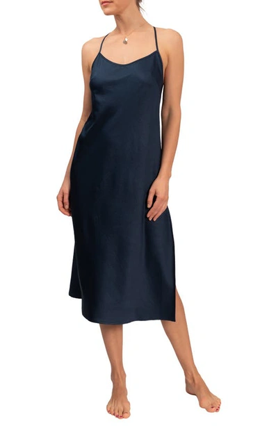 Shop Everyday Ritual Sloan T-back Midi Nightgown In Inky Blue