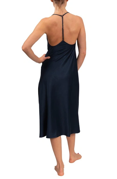 Everyday Ritual Sloan T-back Midi Nightgown In Inky Blue