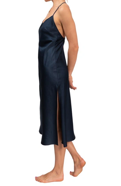 Everyday Ritual Sloan T-back Midi Nightgown In Inky Blue