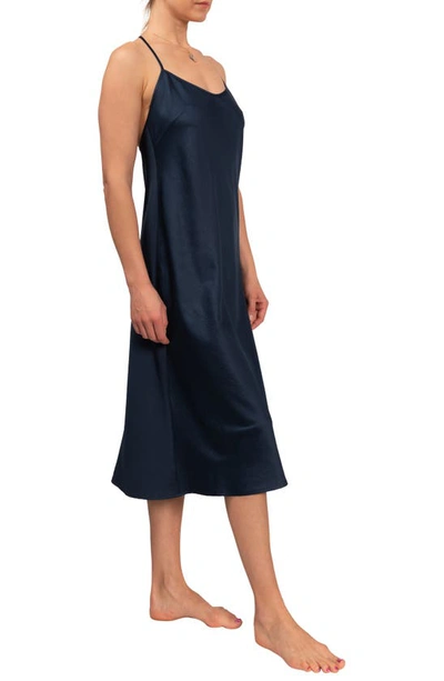 Shop Everyday Ritual Sloan T-back Midi Nightgown In Inky Blue