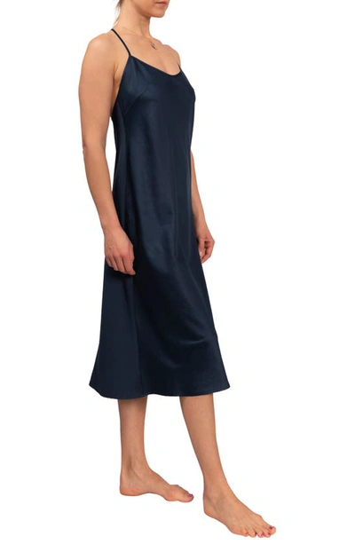 Everyday Ritual Sloan T-back Midi Nightgown In Inky Blue