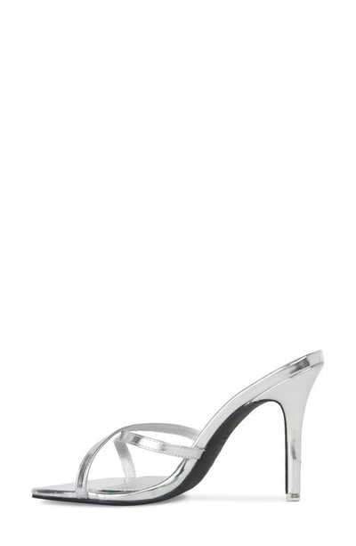 Shop Black Suede Studio Arielle Sandal In Silver Mirror Metallic Leather