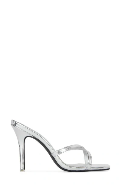 Shop Black Suede Studio Arielle Sandal In Silver Mirror Metallic Leather