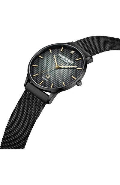 Shop Kenneth Cole Diamond Index Mesh Strap Watch, 42mm In Black