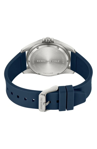 Shop Kenneth Cole Classic Silicone Strap Watch, 42mm In Blue