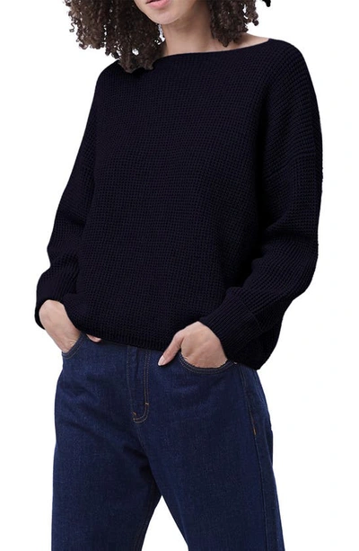 Shop French Connection Mozart Waffle Knit Sweater In Utility Blue