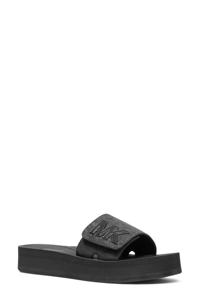 Michael Michael Kors Logo Platform Slide Sandal In Black | ModeSens