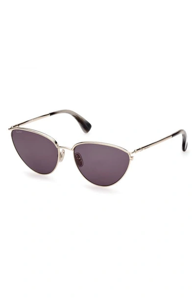 Shop Max Mara 56mm Pilot Sunglasses In Gold/ Black Horn/ Blue